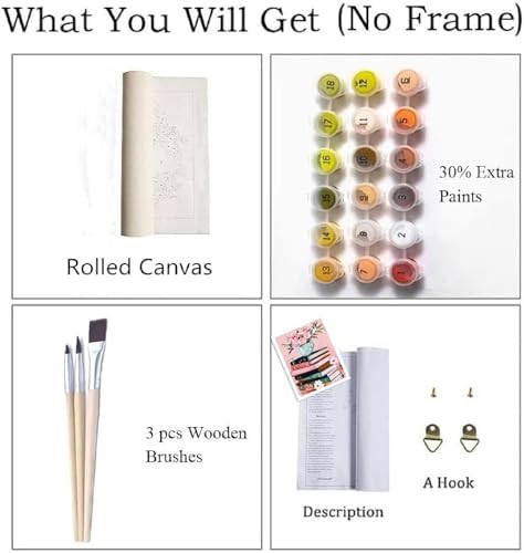 ZRIZQ Paint by Numbers Kit for Adults Beginner,Books Flowers,16x20