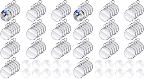 Hicarer 200 Pieces 12 mm Stainless Steel Round Blank Bezel Set