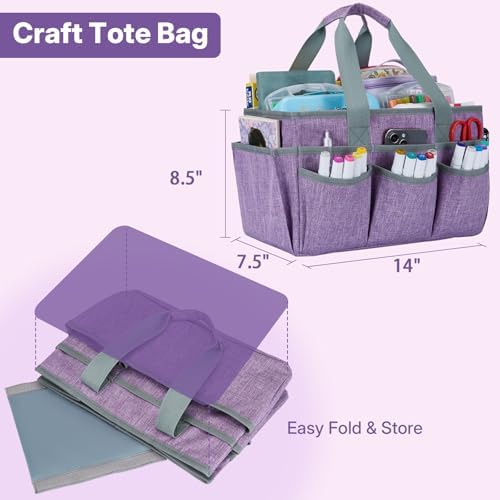 Craft Organizer Tote Bag, Art Storage Caddy with Multiple Pockets