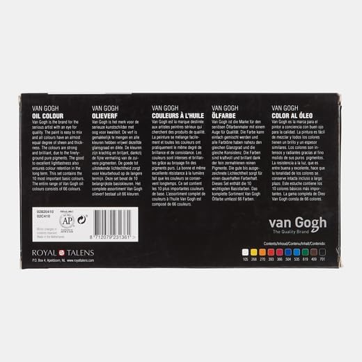 Vangogh Oil Paints - Set of 10, Assorted Colors, 20 ml Tubes