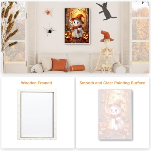 SENQAO Halloween Ghost Paint by Number Kits for Adults, DIY Paint by Numbers Kits for Adults Beginners Without Frame, Acrylic Paint Canvas Painting Kits Art for Home Decor 8X12 inch