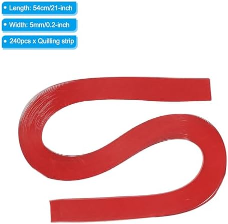 PATIKIL 240pcs Quilling Strips Paper 3/16"(5mm) 21"(54cm) Origami Paper Quilling Strip for Art DIY Hand Craft Christmas, Bright Red