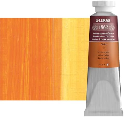 Lukas 1862 Professional German Oil Paint, Indian Yellow 37 mL - w/Beeswax & Non-Yellowing Sunflower Oil, Short Drying Time, Smooth, Outstanding Lightfastness