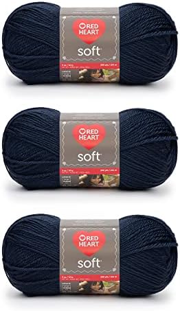 Red Heart Soft Yarn for Crocheting and Knitting, Navy, 3-Pack