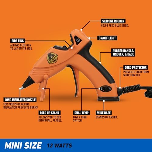 Gorilla Mini Hot Glue Gun Kit, Dual Temp, Includes 75 Sticks