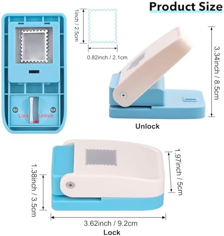 2 Pcs Craft Hole Punch, 1X0.8 inch Rectangular Postage Stamp Punches & 1" Square Hole Punches, Lever Action Puncher for Paper Crafting Scrapbooking DIY Projects Arts Crafts Supplies Scrapbook Decors