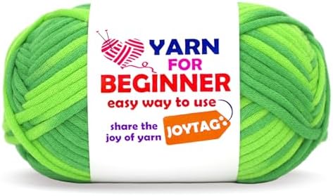 50g Rainbow Beginner Crochet Yarn for Crocheting and Knitting Multicolor Cotton Crochet Yarn for Beginners(Green Variegated)