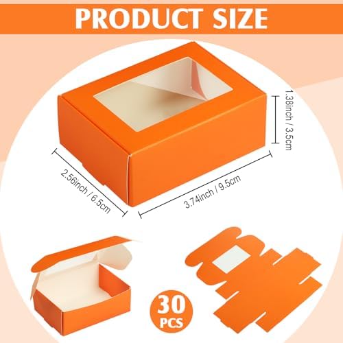 Zonon 30 Pcs Mini Kraft Soap Boxes with Window Homemade,Orange