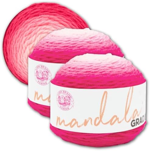 Lion Brand Yarn, Mandala Gradient Crochet Yarn, Hot Pink, 3 Pack