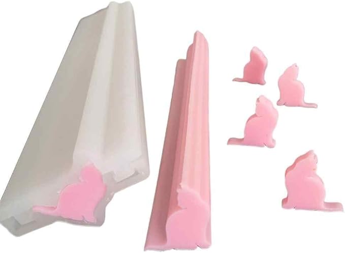 Cat Shaped Long Tube Silicone Soap Mold Kitten Kitty Chocolate Candy & Candle Embed Soap Making Supplies