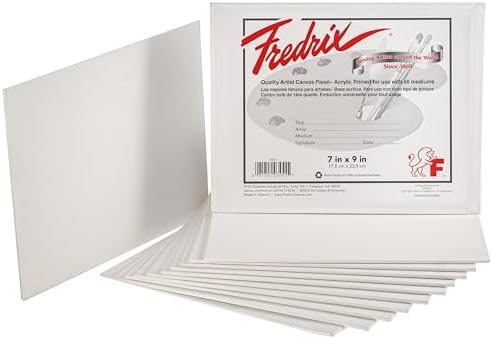 FREDRIX Artist Series Primed Canvas Panels, 7" x 9", Pack of 12