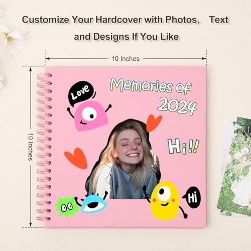 Scrapbook Album 10x10 Inches 100 Pages Hardcover Kraft Paper Pink