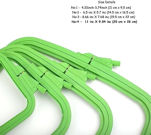 Nurge Green Large (No:4) Plastic Square Embroidery Hoop, Cross Stitch Hoops, Punch Needle Hoop , DIY Craft Sewing,ABS Plastic Embroidery Hoops