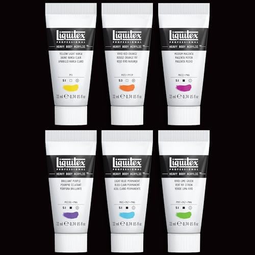 Liquitex Heavy Body Acrylic Paint Set, 6 x 22ml, Vibrant Colors Set