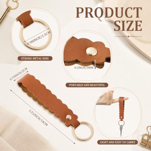 Scalloped PU Leather Keychain Blanks Laser Engraving