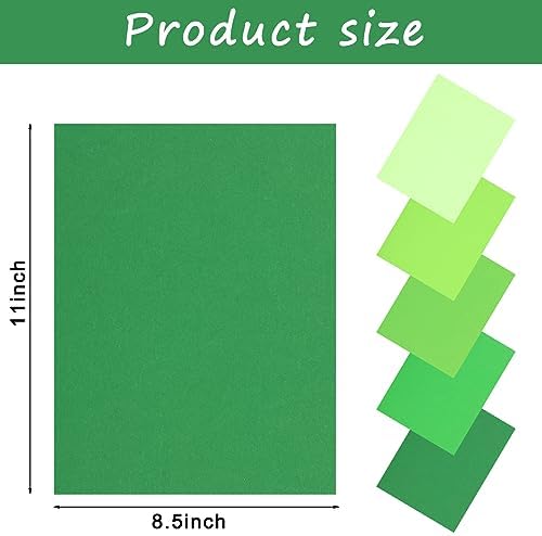 Whaline 50 Sheets 8.5 x 11 Inch Assorted Green Colored Card Stock Paper 5 Assorted Colors Solid Core Crafts Scrapbook Paper for Print DIY Arts Crafts Making Christmas School Office Home Supplies, 65lb