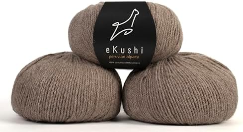 100% Baby Alpaca Yarn for Knitting & Crocheting - Set of 3 Skeins of Premium Yarn DK - Lightweight, Hypoallergenic & Thermal Peru Made - Ideal for Delicate Projects (N024 - Wood)