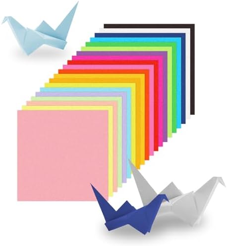 100 Sheets Square Origami Paper, 20 Colors 6" Craft Paper Sheets, Double Sided Colored Origami Paper for Beginners, Crafts (100)