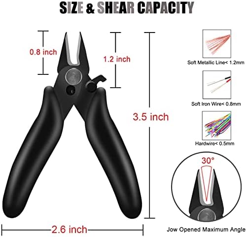 BOENFU 3.5 Inches Mini Cutter with Lock, Flush Cutters, Small Wire Snips, Micro Wire Cutter with Spring, Black