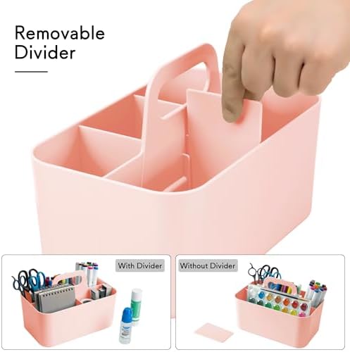 Tiawudi Multipurpose Caddy Organizer, Plastic Caddy with Handle, Stackable Desk Organizer for Stationery, Marker and Pencil, Office Supplies Organizer, Dorm Caddy