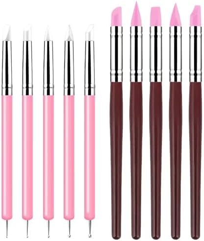 10 Pcs Silicone Clay Sculpting Tools Set, Double-Ended Dotting Tools & Silicone Brushes for Polymer Clay, Air Dry Clay, Pottery & DIY Crafting-Pink
