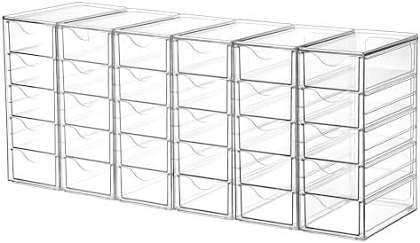 Vtopmart Acrylic Desk Organizer with 30 Drawers for Office, Makeup, Crafts | Clear Storage Drawers for Office Supplies, Desktop Organization for Makeup, Jewelry, Art Crafts, Bead, Pen, Stationary