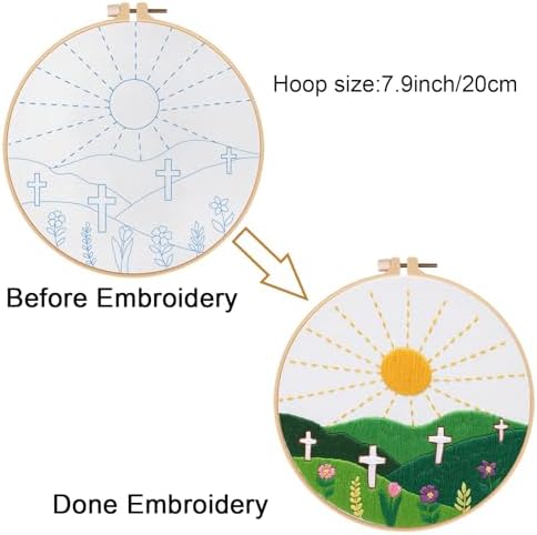 Louise Maelys Christian Cross Sunrise Embroidery Kit for Beginners