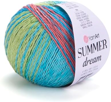 YarnArt Summer Dream Yarn 383 yd Fine Cotton Viscose, 70% Cotton 30% Viscose, Lightweight Knitting Yarn, Crochet Yarn for Summer Tops, Shawls, Cardigans, Baby Clothes & Accessories (4314, Pack of 1)