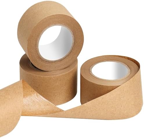 3 Pack Brown Packing Tape,Water Activated Tape Brown Paper Tape for Shipping, Storage, Crafts(48 mm x 88.5 Yard)