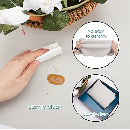 Extra Large Silicone Table Mat, Food-Grade Silicone Mat for Crafts Kids Placemat Desk Countertop Waterproof Protector Heat Insulation Kitchen Pastry Rolling Dough Pad, 27.6 x 15.7'' Light Gray, 1 Pack