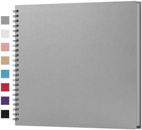 potricher 12 x 12 Inch Large DIY Scrapbook Photo Album 40 Pages, Gray | Thick Kraft Paper Scrap Book Photo Albums, Memory Book for Wedding, Anniversary, Baby, Family, Travel, DIY Projects