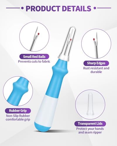 Needle and Thread Seam Ripper, Rippers for Sewing and Thread (Navy Blue)