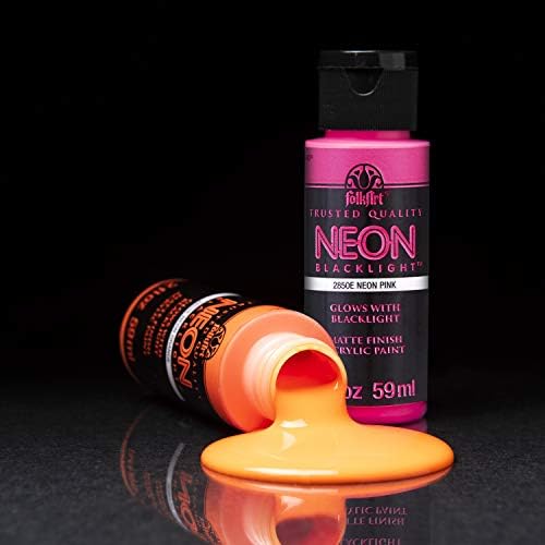 FolkArt Neon Glow Acrylic Paint Set, 2 oz, 8 Fl Oz