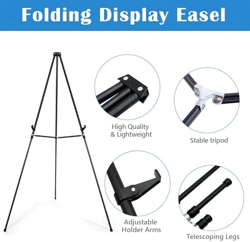 Falling in Art 70" Adjustable Aluminum Display Easel Stand, Holds 20 lbs