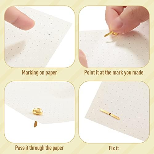 Hotop 500 Pcs Brad for Paper Crafts Metal Paper Fasteners, Golden