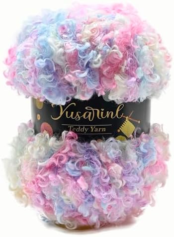 (32 Colors Available) Yusarinl Teddy Bear Yarn,Fuzzy Yarn for Crochet Polyester Plush Fur for Crafts Fluffy Fuzzy for Knitting(3.35 oz, 40 yds)-Cotton Candy