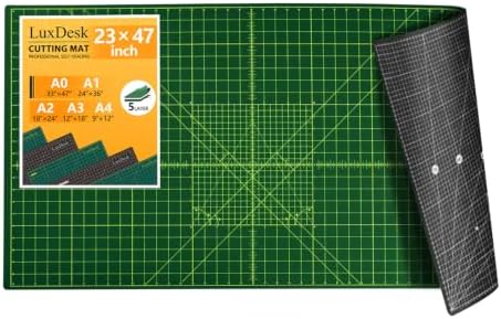 Self Healing Cutting Mat 23 x 47 in, Double Sided Grid PVC Craft Cutting Board, 5-Layer Rotary Cutting Mat for Sewing, Quilting, Fabric, Vinyl, Paper, Leather, Scrapbooking, Craft Projects