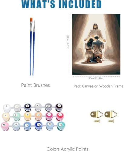 Jesus Paint by Numbers Kit for Adults Framed Canvas 12X16 in, Frameworkless