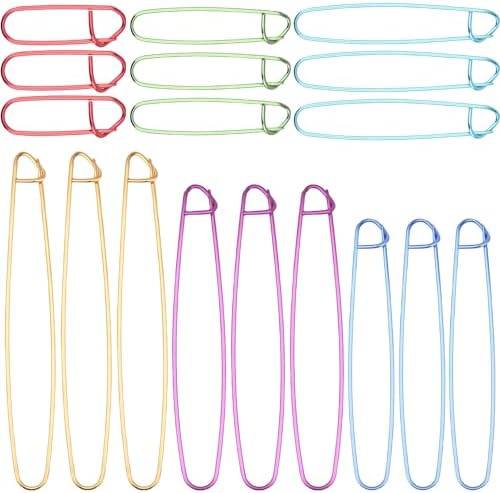 18Pcs 6 Size Metal Stitch Holders for Knitting Aluminum Handy Yarn Needle Versatile Crochet Hook Tools for Sweaters Socks DIY Quilting Sewing Colorful