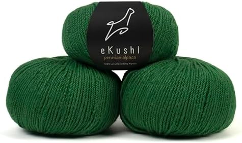 100% Baby Alpaca Yarn for Knitting & Crocheting - Set of 3 Skeins of Premium Yarn DK - Lightweight, Hypoallergenic & Thermal Peru Made - Ideal for Delicate Projects (GR013 - Ligth Green)
