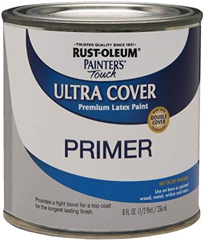 Rust-Oleum 1980730-6PK Painter's Touch Latex Primer, Half Pint, Flat Gray Primer, (Pack of 6), 8 Fl Oz (Pack of 6)