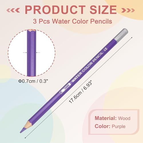 PATIKIL Watercolor Pencils, Purple Color Pencil Set Sketch Coloring Drawing Colored Pencils Bulk Artist Drawing Supplies for Adult Coloring Book Blending, 3 Pcs