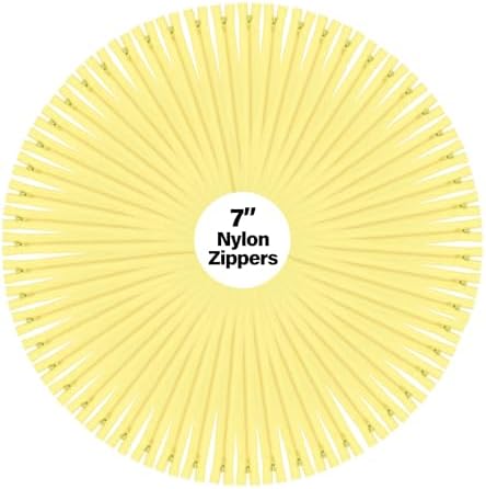 Mandala Crafts 100 PCs Butter Yellow Closed-End 7" Nylon Zippers for Sewing