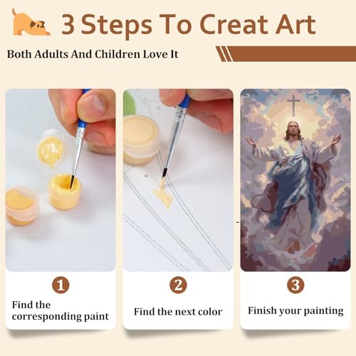 Reivworl Jesus Paint by Numbers Kit for Adults, Jesus Paint by Number for Adults, Painting by Number Kits for Gifts and Wall Decor 16x20Inch