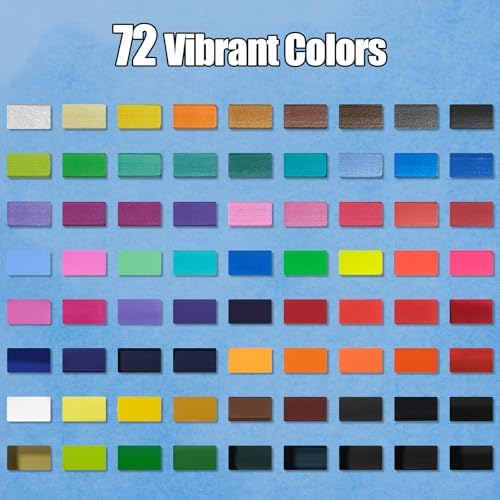 72 Colors Large Block Watercolor Paint Set for Watercolors Workbook, Portable Water Colors Paint Kit with 2 Paintbrushes 1 Waterbrush, for Adult Painting Beginners & Professional Amateur Hobbyists