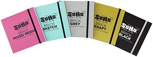 SoHo Urban Artist Brick Sketchbook Journals for Sketching, Drawing, Colored Pencils, Graphite, and More - Grey 5.5"x5.5" (100 GSM, 80 Sheets)