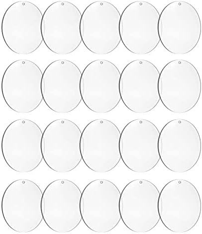 4Inch Round Acrylic Blanks Ornament 20Pcs Clear Acrylic Disc Circle | Senbota Acrylic Christmas Blanks with Holes，DIY Decor, Crafting, Making, Painting