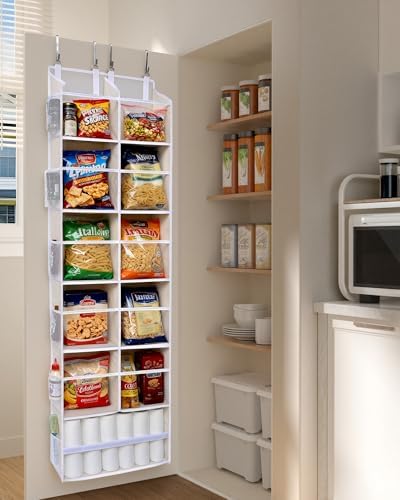 ULG Over the Door Organizer, 6-Tier Hanging Storage with Clear Windows, 19 Pockets for Closet,Bathroom & Nursery Door Organizer