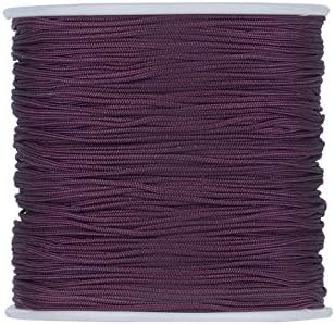 100 Yards 0.8mm Braided Nylon Crafting Thread Chinese Knotting Beading String Macrame Cord Rope for Necklace Bracelet Jewelry Craft Making, Purple