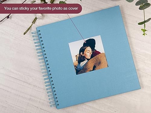 potricher 12 x 12 Inch Large DIY Scrapbook Photo Album 80 Pages, Blue | Thick Kraft Paper Scrap Book Photo Albums, Memory Book for Wedding, Anniversary, Baby, Family, Travel, DIY Projects